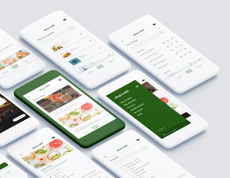 Ok Gerald cocktail app screens